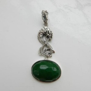 Silver & Jade Oriental Dragon Pendant