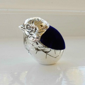 Silver Plate Baby Chick Pin Cushion 