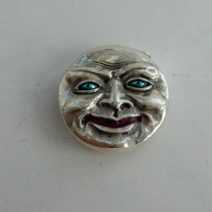 Silver-Plate & Enamel Happy Sad Face Vesta 