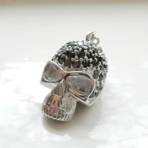 Silver & Swarovski Crystal Skull Charm