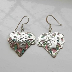 Solid Silver Plique Du Jour Lady Earrings