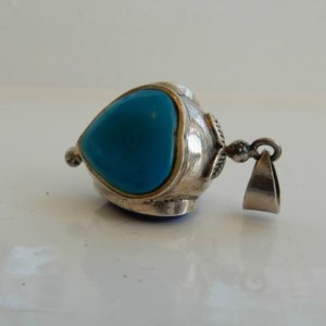 Solid Silver Turqoise & Pearl Heart Pendant