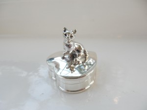 Sterling Silver Heart Shaped Cat Trinket