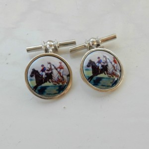 Sterling Silver Horse Racing Cufflinks