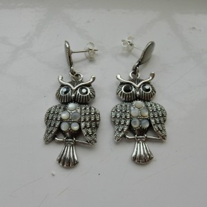 Sterling Silver Owl Earrings 
