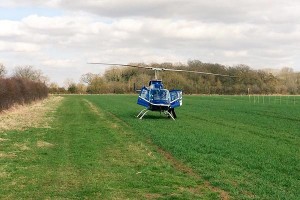 The-helicopter-touches-down-at-Canonbury Antiques Hertfordshire showroom
