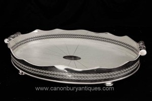 Victorian Silver Plate Butlers Tray Shagreen Platter SilverplateVictorian Silver Plate Butlers Tray Shagreen Platter Silverplate