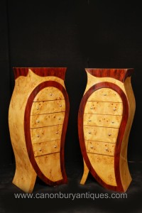 Pair Art Deco Chests Drawers Tall Boys Walnut 1920s Furniture