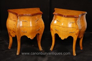 Pair French Empire Bombe Commodes Chests Nightstands Bedside ChestsPair French Empire Bombe Commodes Chests Nightstands Bedside Chests