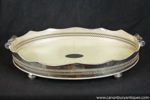 Victorian Silver Plate Butlers Tray Shagreen Serving Platter