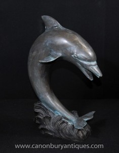 Bronze Dolphin Fouttain Statue Porpoise Water Feature