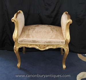 French Louis XV Gilt Stool Seat Bench