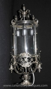 French Silver Plate Lantern Light Chandelier