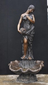Italian Bronze XL Maiden Fountain Statue Amphora Water Feature Casting
