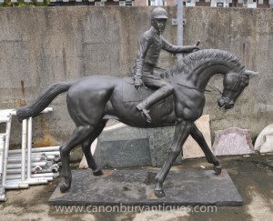 Lifesize French Bronze Horse and Jockey Statue by Bonheur