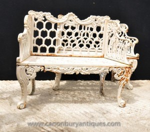 Pair Cast Iron Coalbrookdale Horseshoe Garden Benches Seats Bench