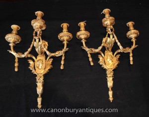 Pair Louis XV Ormolu Sconces Wall Lights Appliques Candelabras