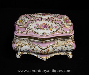 Sevres Porcelain Jewellery Casket Box Case Floral Pottery
