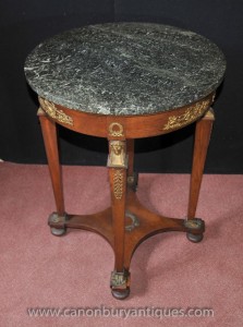 Antique French Empire Side Table Pharo Leg Circa 1920