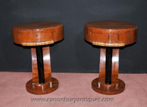 Pair Art Deco Bedside Side Tables Nightstands Chests