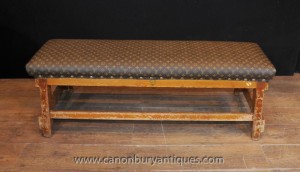 Antique Architectural Bench Stool Seat with Louis Vuitton Print