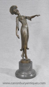 Elegant Art Deco Bronze Flapper By DH Chiparus Statue