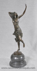 French Art Deco Bronze Dancer Figurine By DH Chiparus