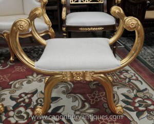 Louis XVI Gilt Stool Seat French Furniture
