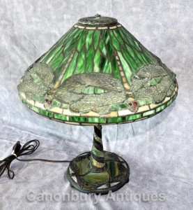 Art Nouveau Tiffany Table Lamp Dragon Fly Table Light