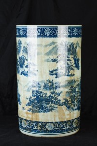 Chinese Blue and White Nanking Porcelain Umbrella Stand Urn Vase