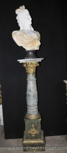 French Empire Marble Corinthian Column Pedestal Table Stand