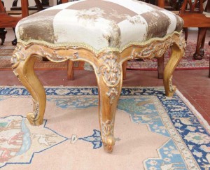 French Louis XV Stool Gilt Seat Chair