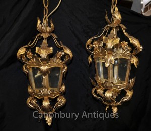 French Rococo Empire Chandeliers Lanterns Ormolu Hanging Lights