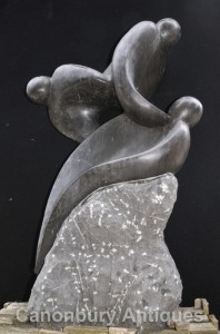 Large Abstract Bronze Mother Child Marble Sculpture Garden Art