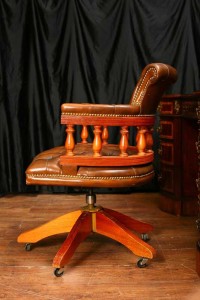 Leather Desk Chair Swivel Captains Tub Seat Office Furniture