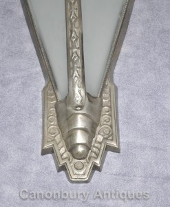 Pair Art Deco Theatre Sconces Wall Lights Triangle Appliques