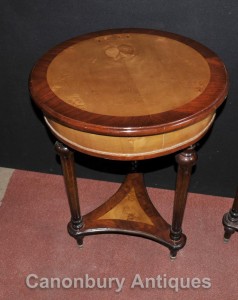 Pair Regency Side Tables Walnut Cocktail Tables