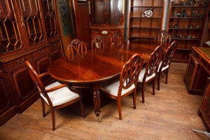 Set Mahogany Hepplewhite Dining Chairs Furniture Carved Seats