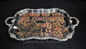 Silver Plate Butlers Tray Serving Platter Victorian Silverplate Sheridan