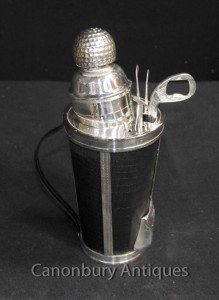 Silver Plate Golf Cocktail Shaker Drinks Set