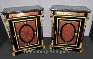 Pair Boulle Louis XVI Cabinets Chests Buhl Inlay Furniture