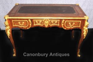 French Boulle Writing Desk Table Bureau Plat Ormolu Kingwood