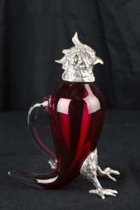 Victorian Silver Plate Cut Glass Hawk Eagle Decanter Jug