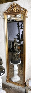 French Louis XVI Tall Full Length Mirror Gilt Frame