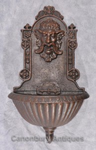 Italian Cast Iron Baroque Wall Fountain Font Male Grotesque