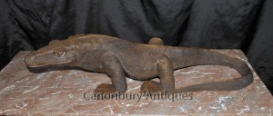 Big Hand Carved Komodo Dragon Sculpture Lizard Reptile Art