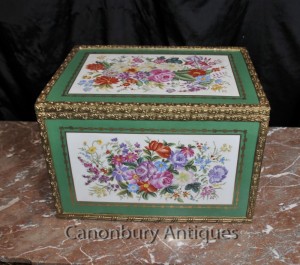 Sevres Porcelain Jewellery Box Floral Trinket Case Pottery