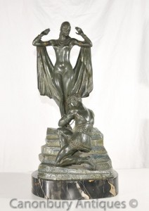 Kinky Antique Art Deco Bronze Figurine Slave Repatriation of Ilda Erotic