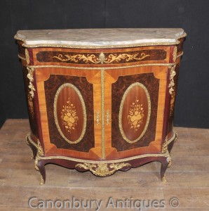 Antique Louis XVI Cabinet Chest Credenza Marquetry Inlay