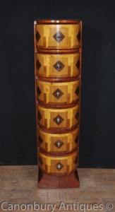 Art Deco Inlay Tall Boy Chest of Drawers Furniture